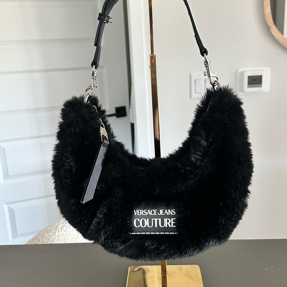 Versace Jeans Couture Black Fluffy Shoulder Bag